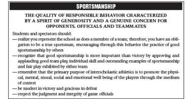 Sportsmanship Statement from Handbook