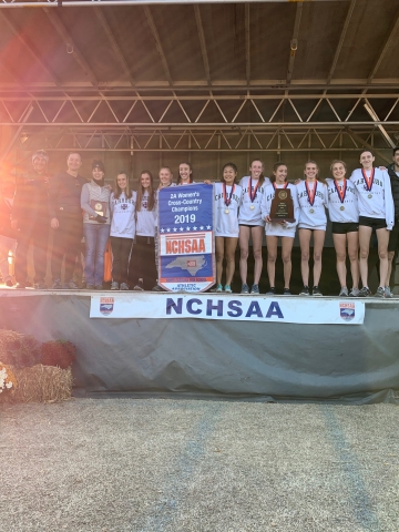 Carrboro 2019 2A Women's Cross Country State Champions